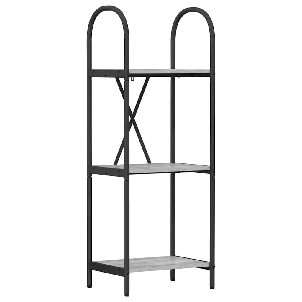 Hyllsystem 3 nivåer 40 x 30 x 109 cm Konstruerat trä Grå Sonoma