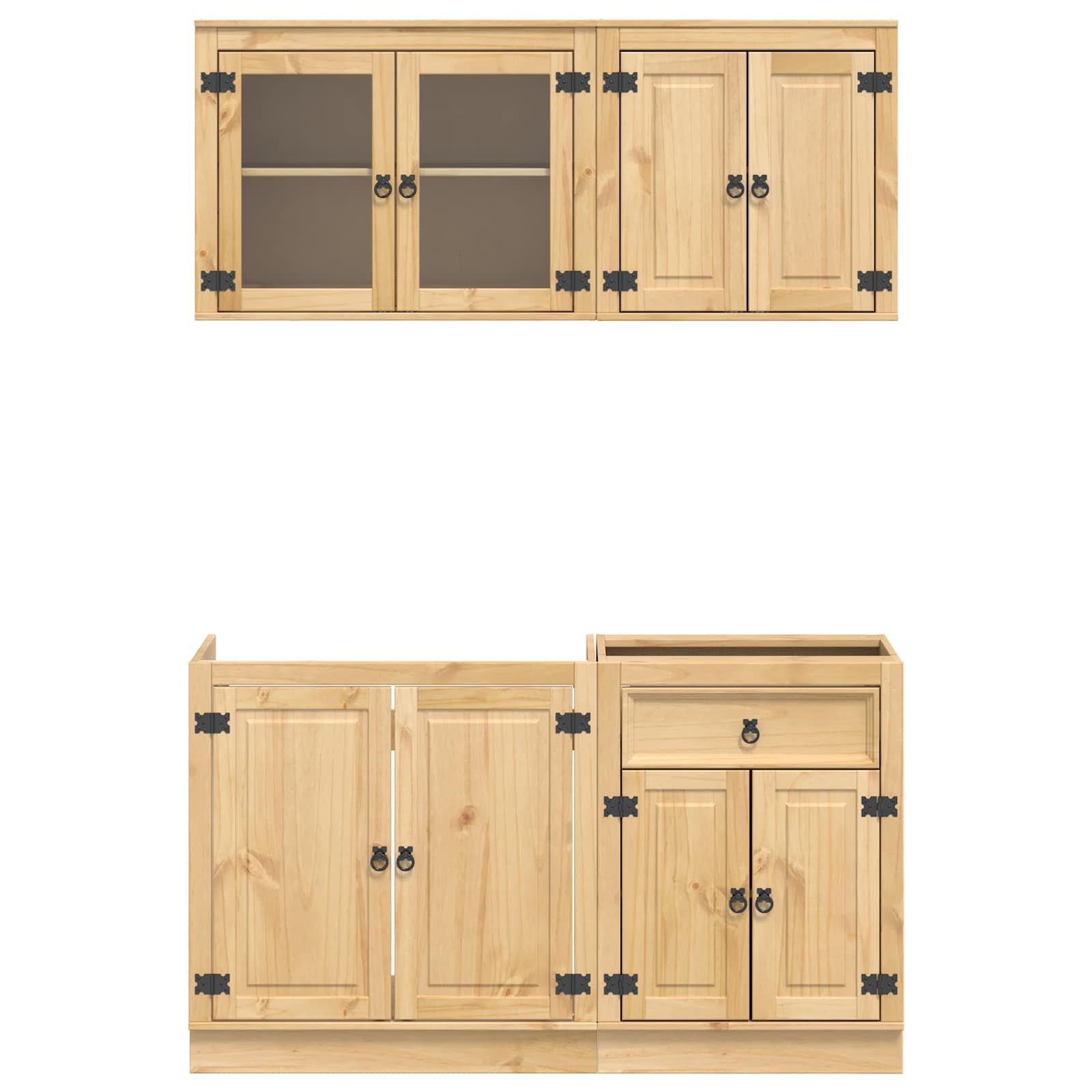 Skåp med hylla med lagring med dörr 4 pcs Honung Massiv furu