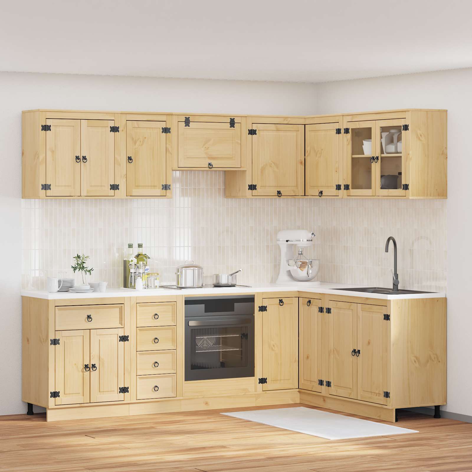 Skåp med låda med hylla med lagring 10 pcs Honung Massiv furu