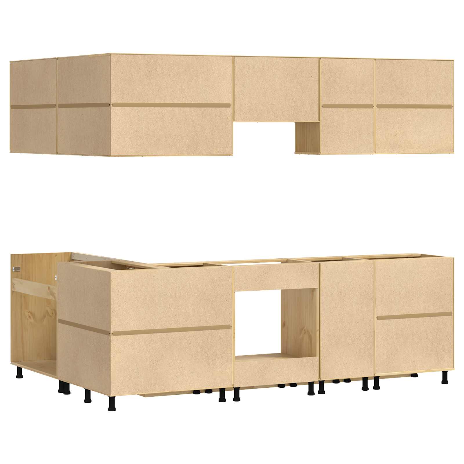 Skåp med låda med hylla med lagring 10 pcs Honung Massiv furu