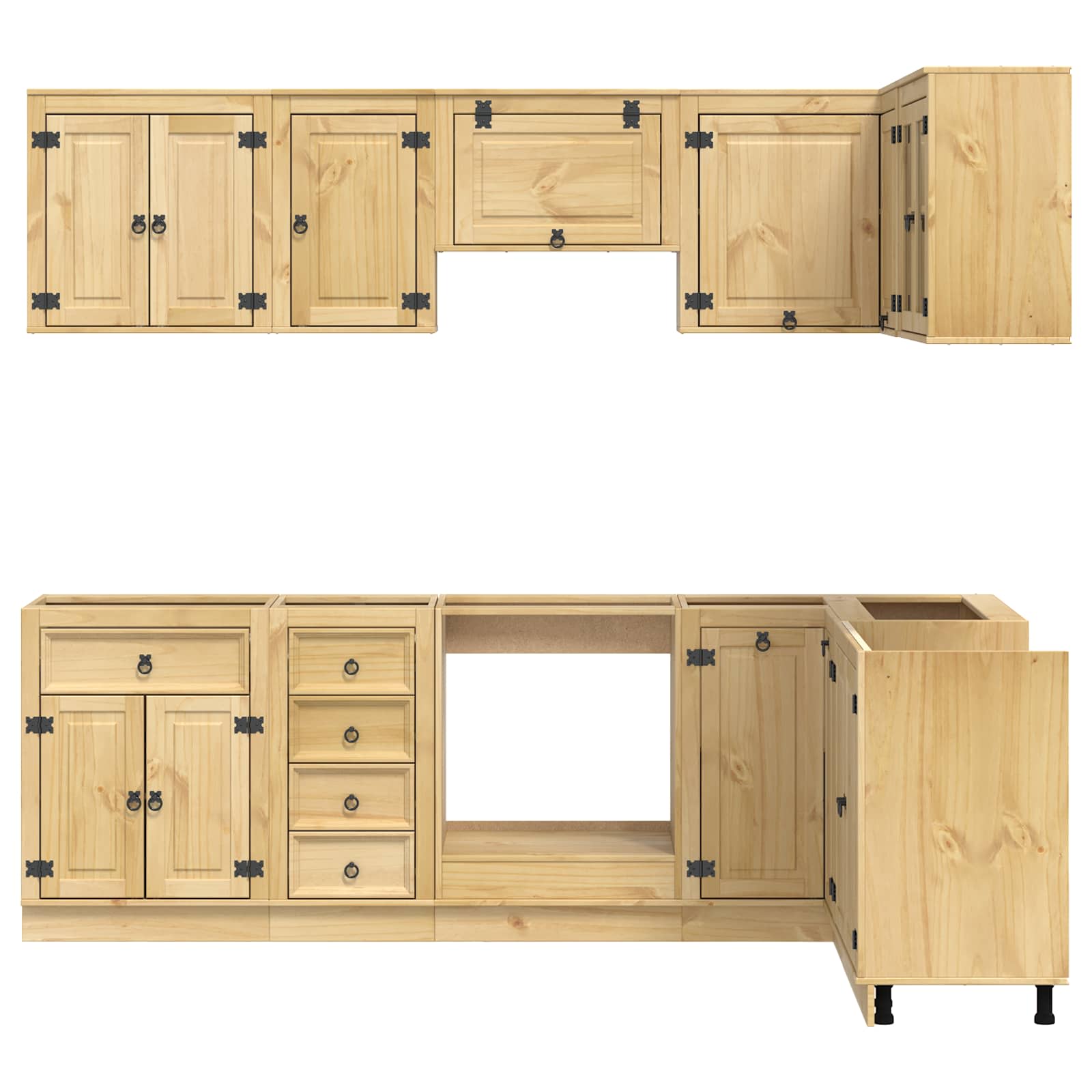 Skåp med låda med hylla med lagring 10 pcs Honung Massiv furu