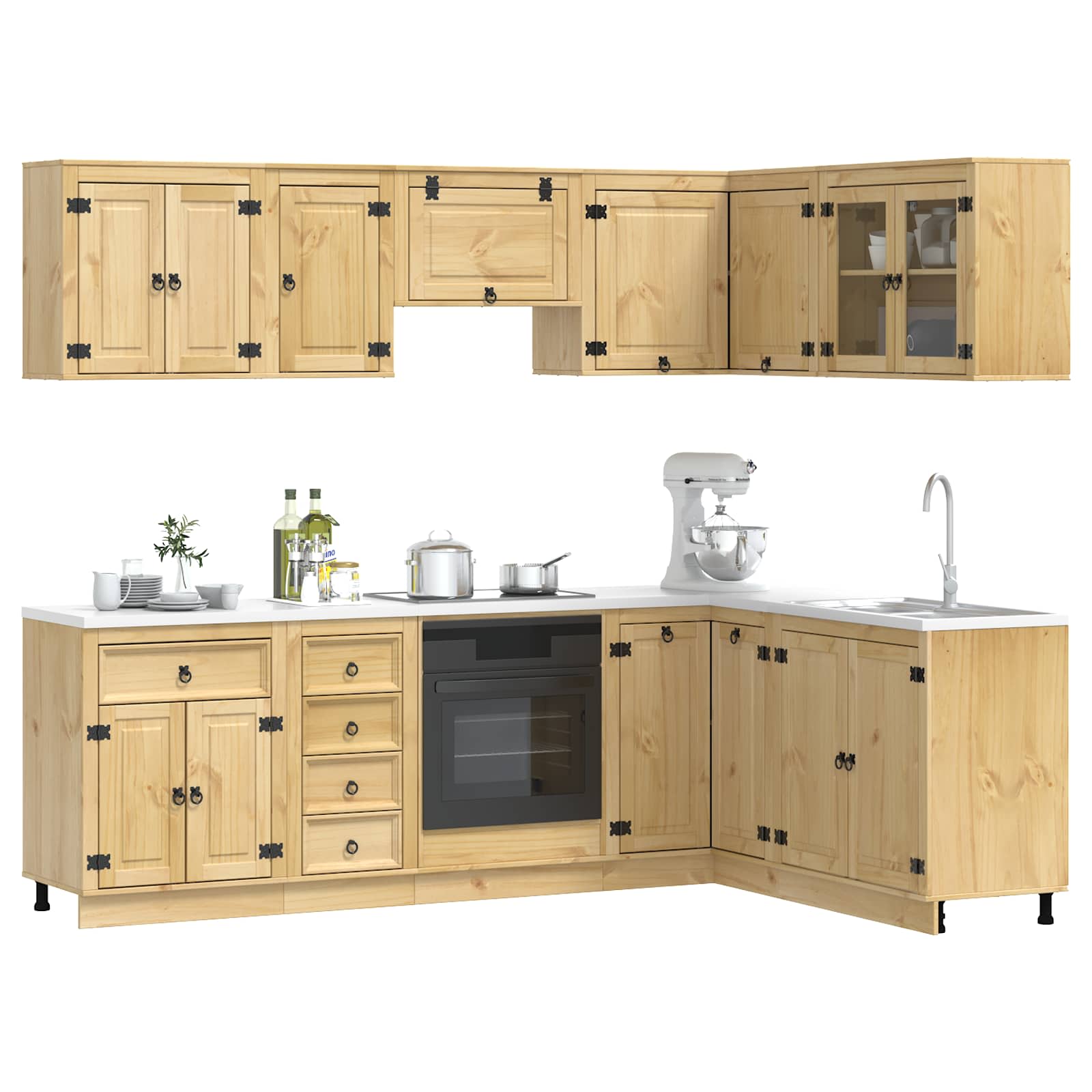 Skåp med låda med hylla med lagring 10 pcs Honung Massiv furu