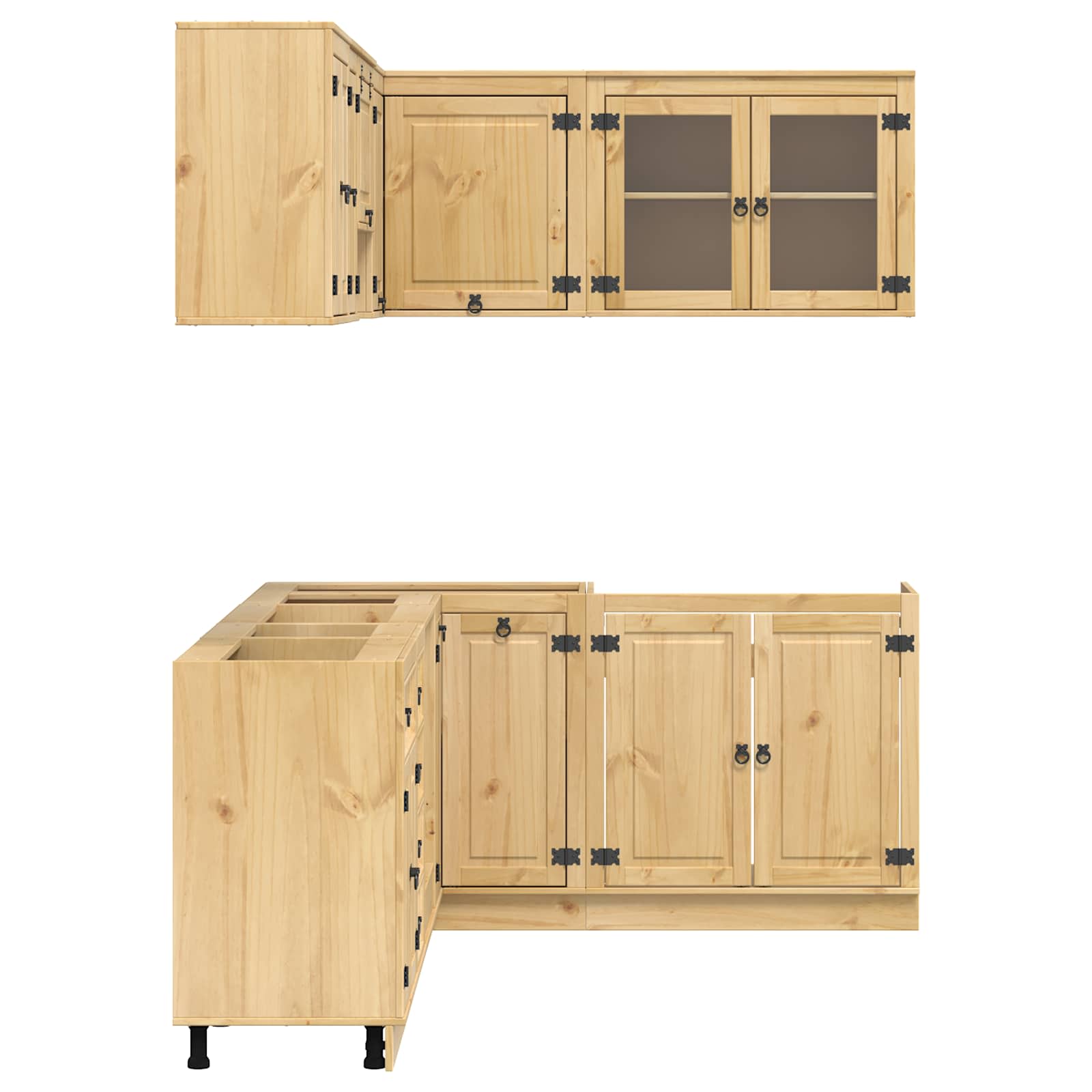 Skåp med låda med hylla med lagring 10 pcs Honung Massiv furu