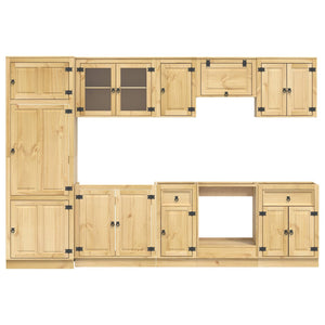 Skåp med låda med hylla med lagring 9 pcs Honung Massiv furu