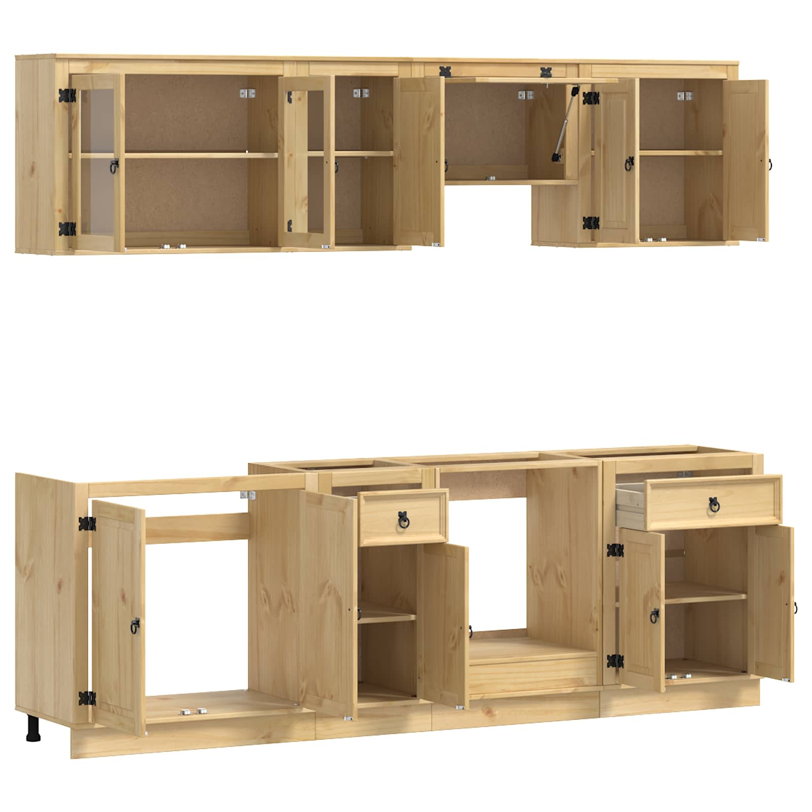 Skåp med låda med hylla med lagring 8 pcs Honung Massiv furu