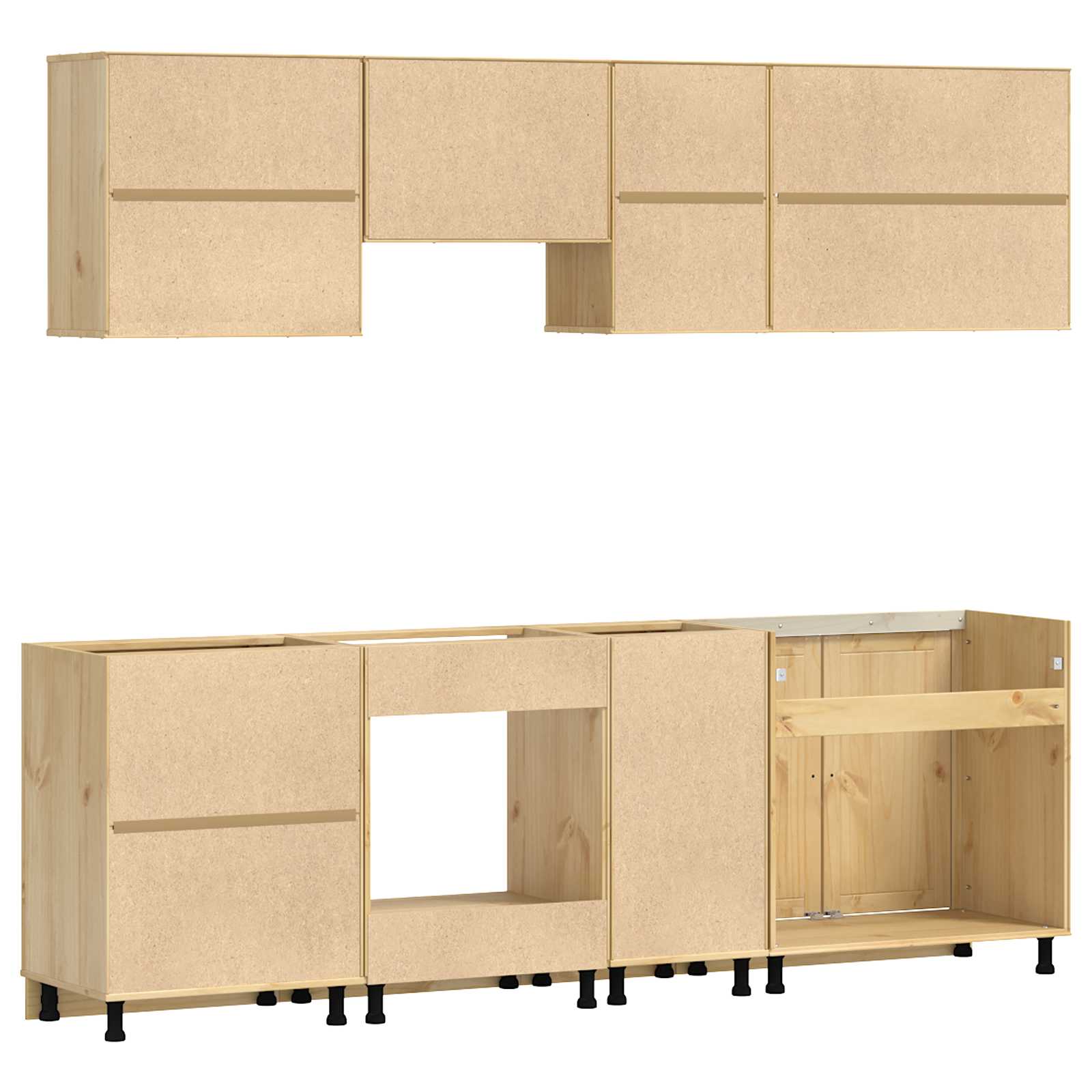 Skåp med låda med hylla med lagring 8 pcs Honung Massiv furu