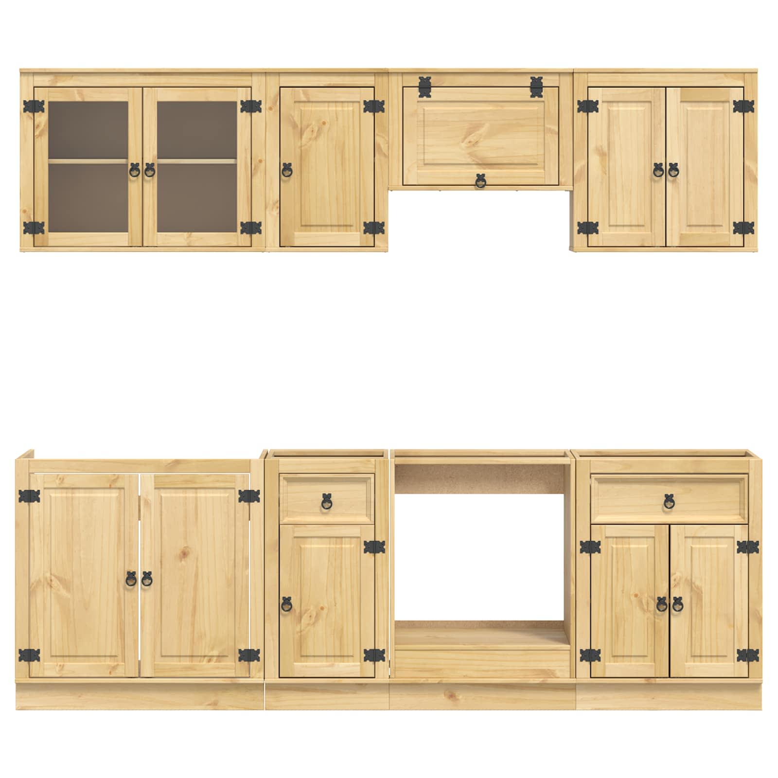 Skåp med låda med hylla med lagring 8 pcs Honung Massiv furu