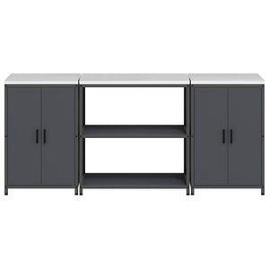 Köksförvaringsset med hylla 3 pcs Antracit Kallvalsat stål