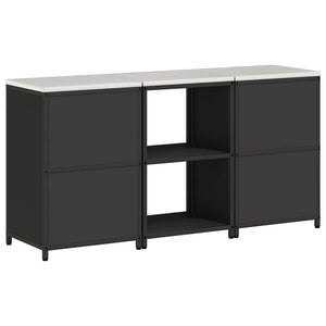 Köksförvaringsset med hylla 3 pcs Svart Kallvalsat stål