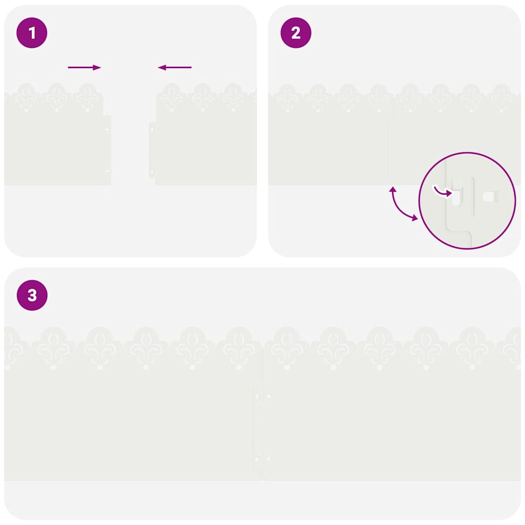 Gräskanter 20 pcs Vit 103 x 0,05 x 22 cm Stål