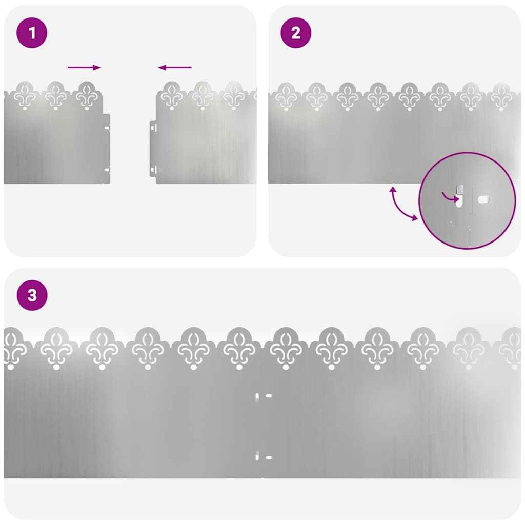 Gräskanter 10 pcs Silver 103 x 0,05 x 22 cm Galvaniserat Stål