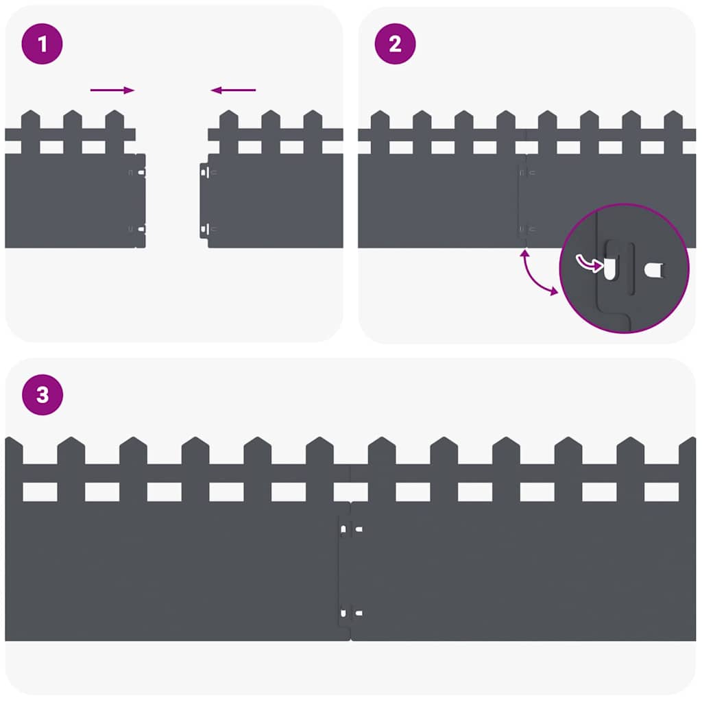 Gräskanter 10 pcs Antracit 103 x 0,05 x 22 cm Stål