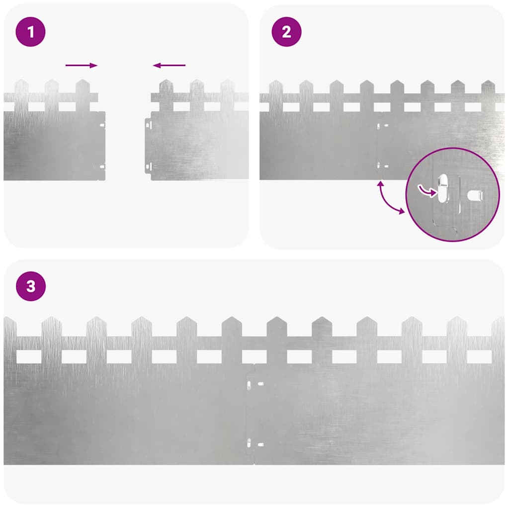 Gräskanter 10 pcs Silver 103 x 0,05 x 22 cm Rostfritt stål