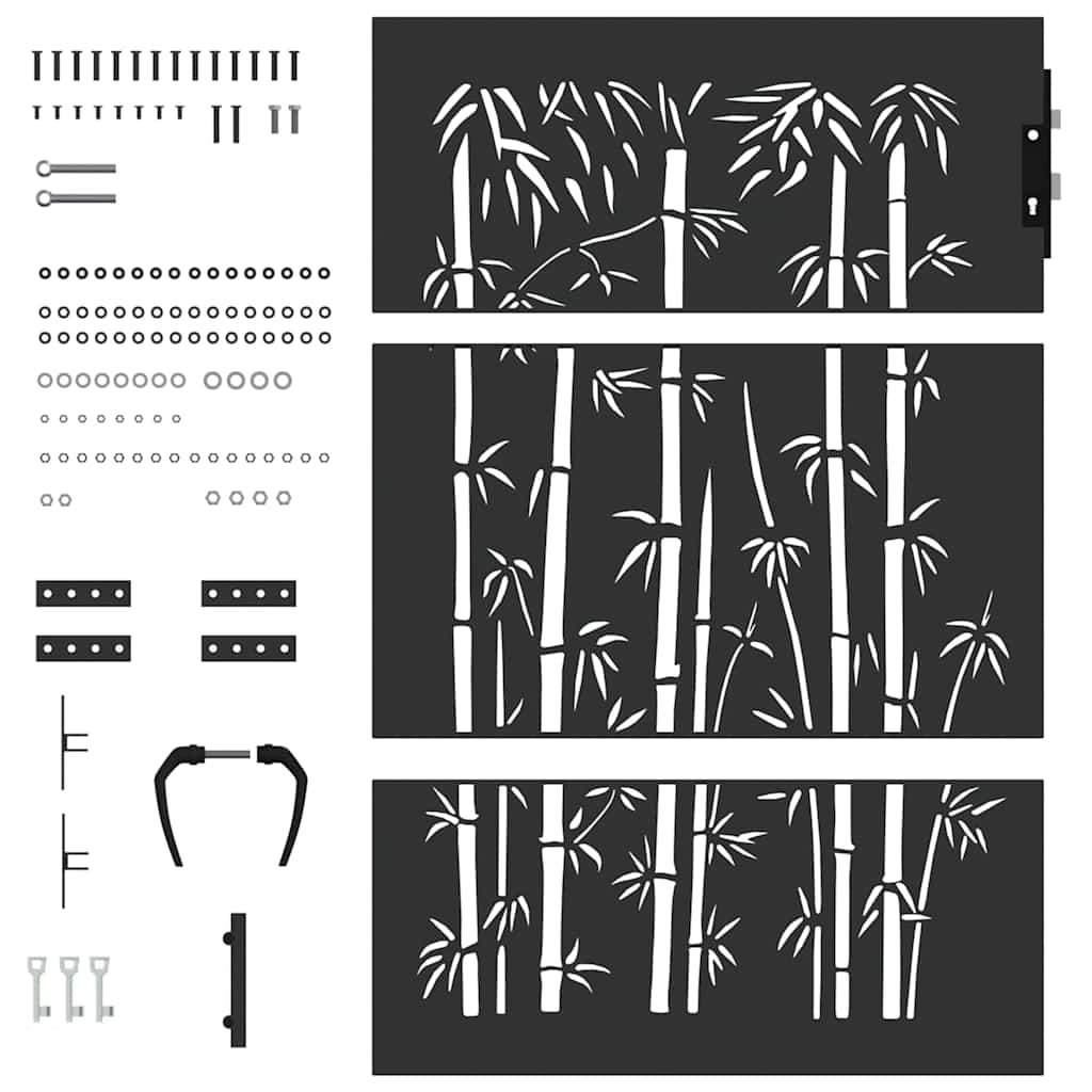Trädgårdsgrind med lås Svart 85 x 150 cm Pulverlackerad stål