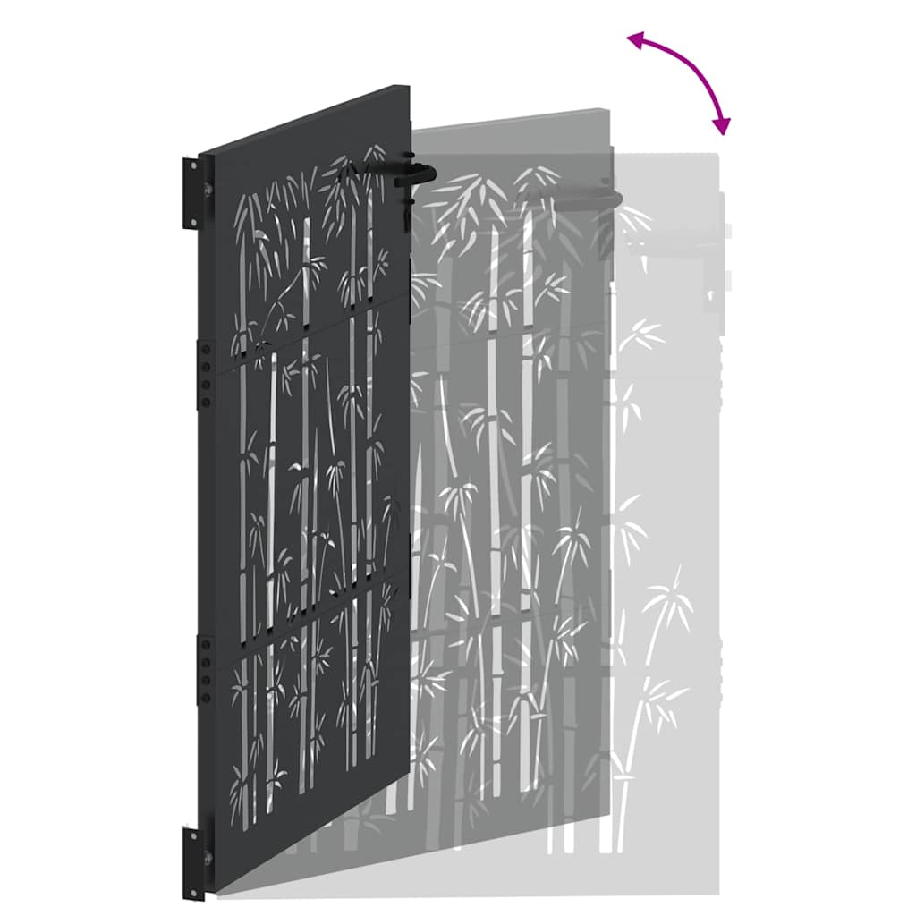 Trädgårdsgrind med lås Svart 85 x 150 cm Pulverlackerad stål