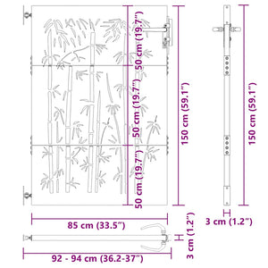 Trädgårdsgrind med lås Svart 85 x 150 cm Pulverlackerad stål
