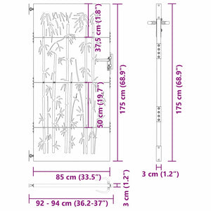 Trädgårdsgrind med lås Svart 85 x 175 cm Pulverlackerad stål