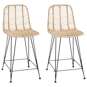 Barstol 2 pcs Naturfärg 44,5 x 54,5 x 97,5 cm Rattan och Järn