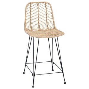 Barstol 2 pcs Naturfärg 44,5 x 54,5 x 97,5 cm Rattan och Järn
