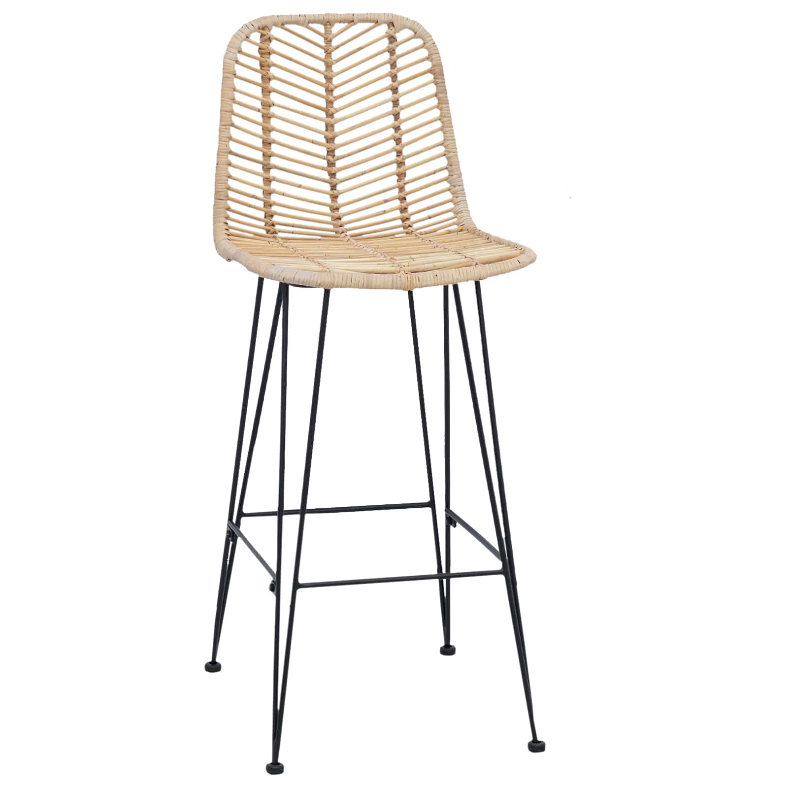 Barstol 2 pcs Naturfärg 44,5 x 53 x 111 cm Rattan och Järn