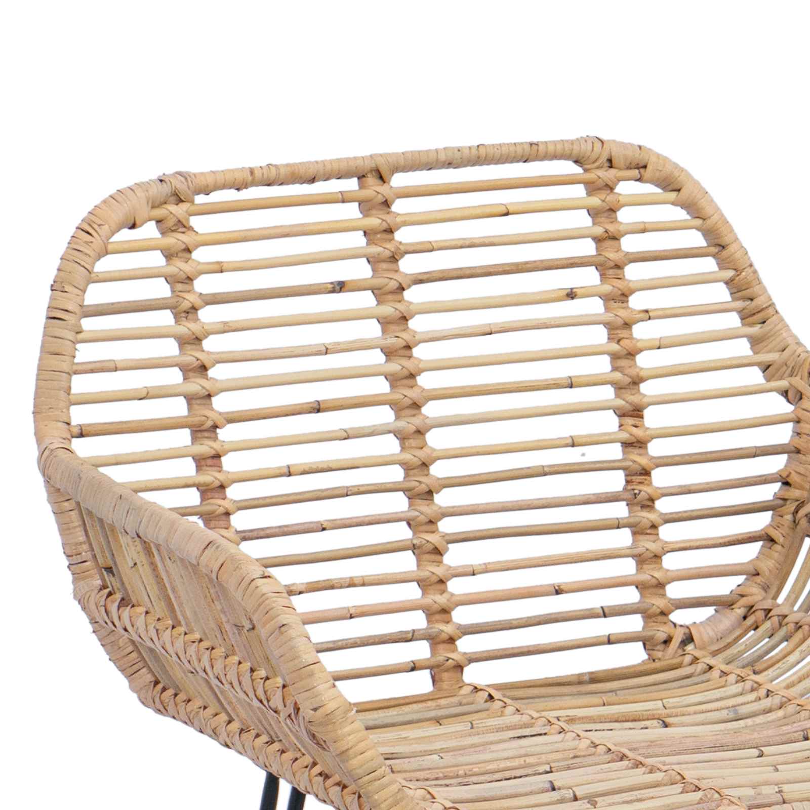Barstol 2 pcs Naturfärg 55 x 52 x 92 cm Rattan och Järn