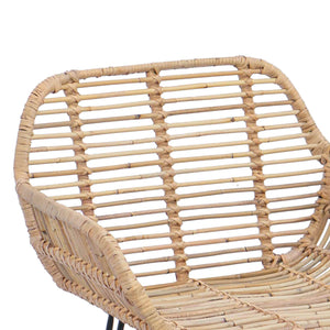 Barstol 2 pcs Naturfärg 55 x 52 x 92 cm Rattan och Järn