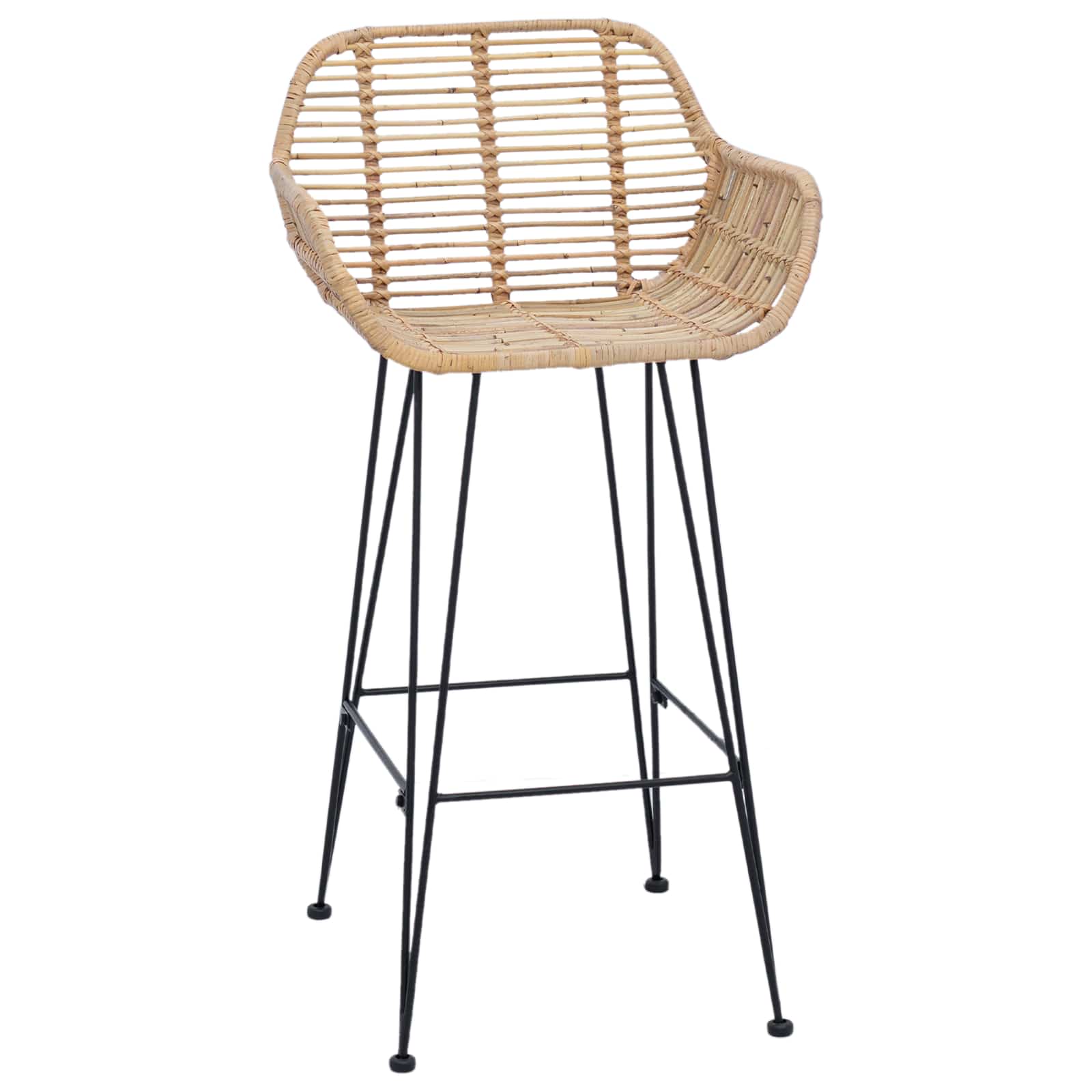 Barstol 2 pcs Naturfärg 55 x 52 x 92 cm Rattan och Järn