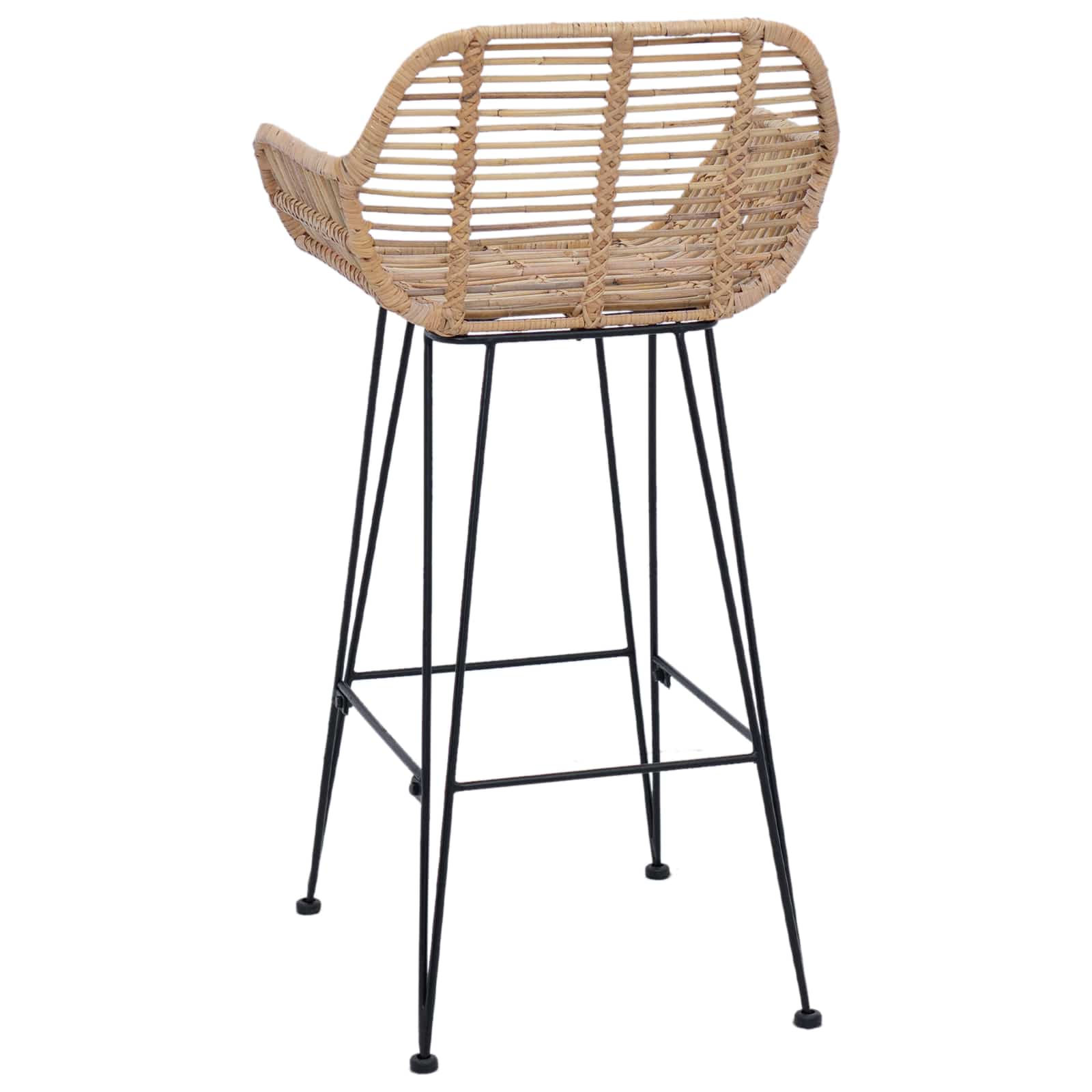 Barstol 2 pcs Naturfärg 55 x 52 x 92 cm Rattan och Järn