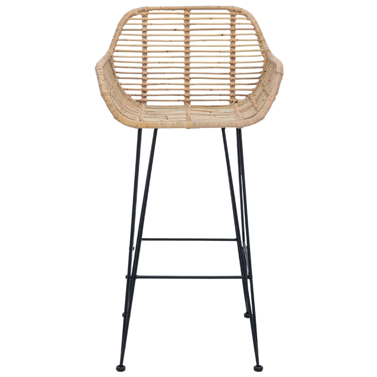 Barstol 2 pcs Naturfärg 55 x 52 x 92 cm Rattan och Järn