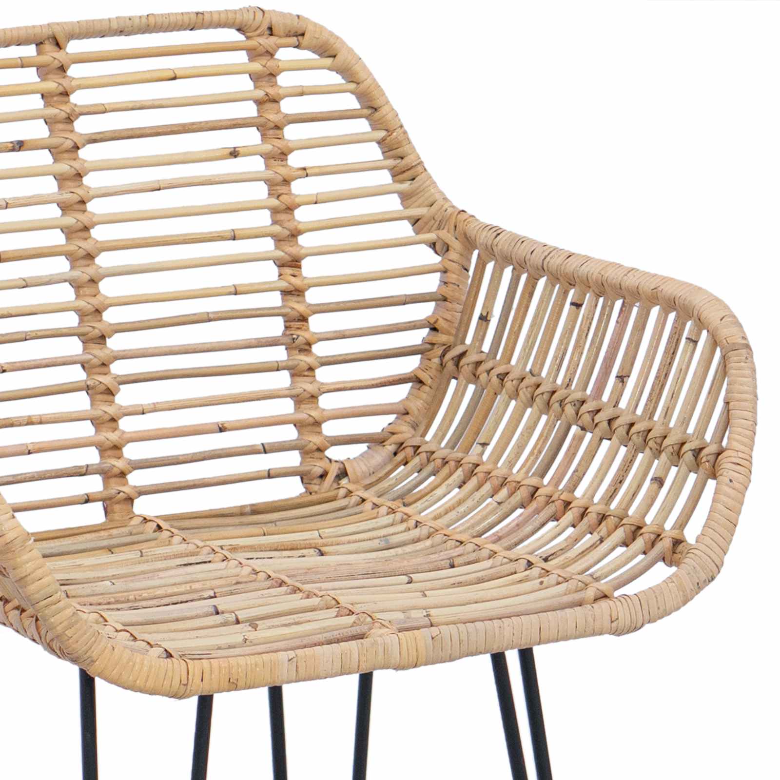 Barstol 2 pcs Naturfärg 55 x 52 x 105 cm Rattan och Järn