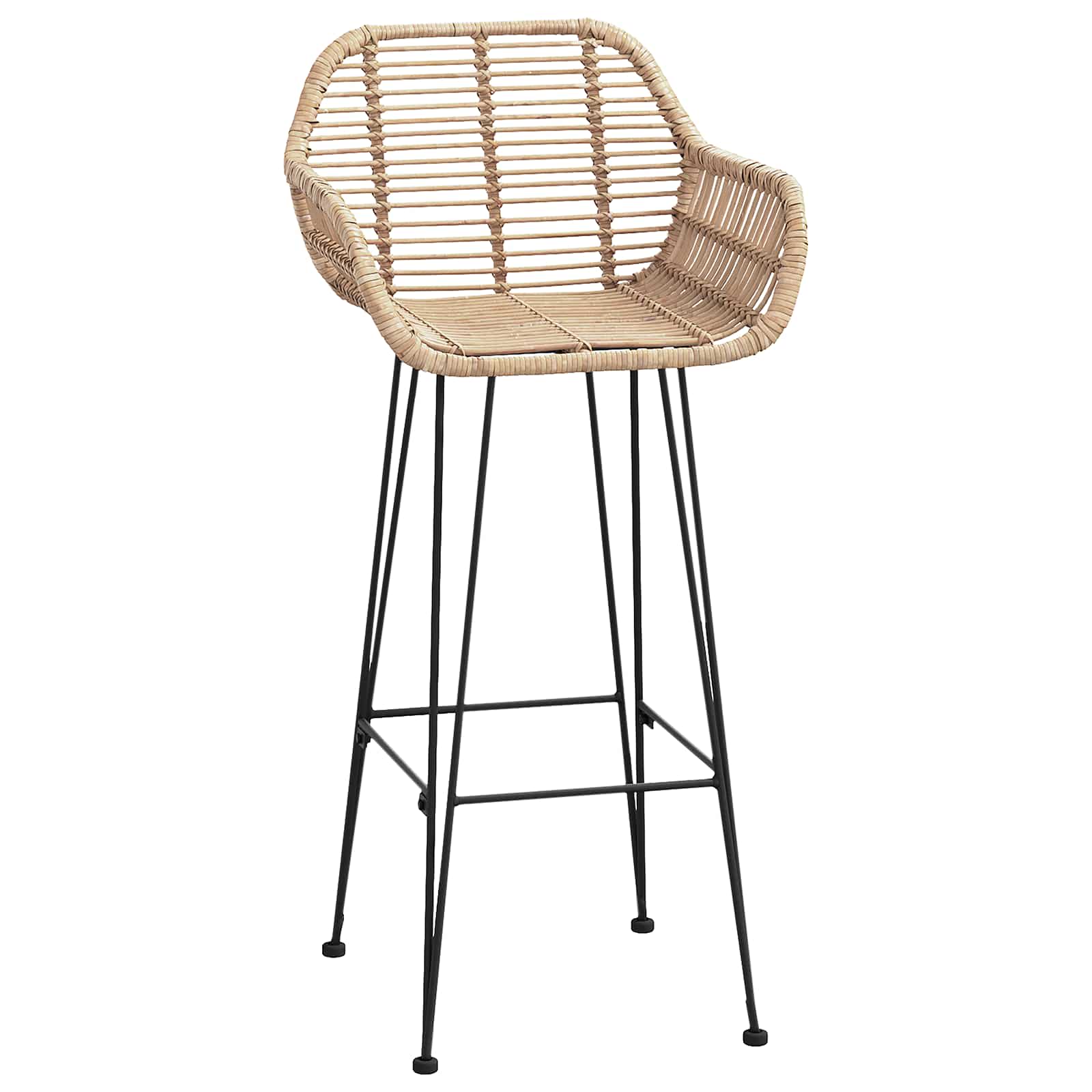 Barstol 2 pcs Naturfärg 55 x 52 x 105 cm Rattan och Järn