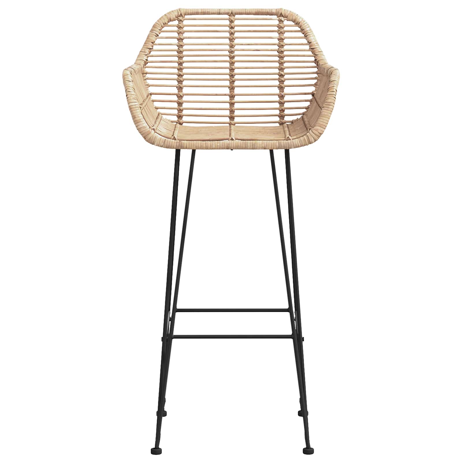 Barstol 2 pcs Naturfärg 55 x 52 x 105 cm Rattan och Järn
