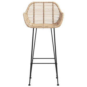 Barstol 2 pcs Naturfärg 55 x 52 x 105 cm Rattan och Järn