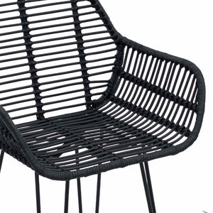 Barstol 2 pcs Svart 55 x 52 x 92 cm Rattan och Järn