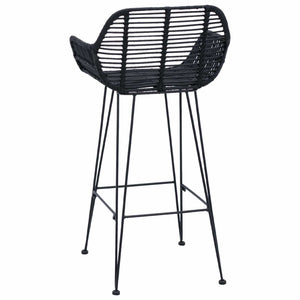 Barstol 2 pcs Svart 55 x 52 x 92 cm Rattan och Järn