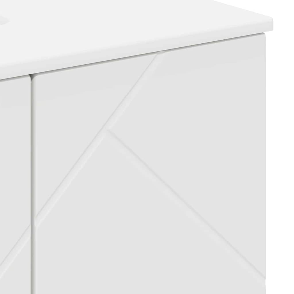 Badrumsmöbelset med låda 3 pcs Vit Konstruerat trä & Metall