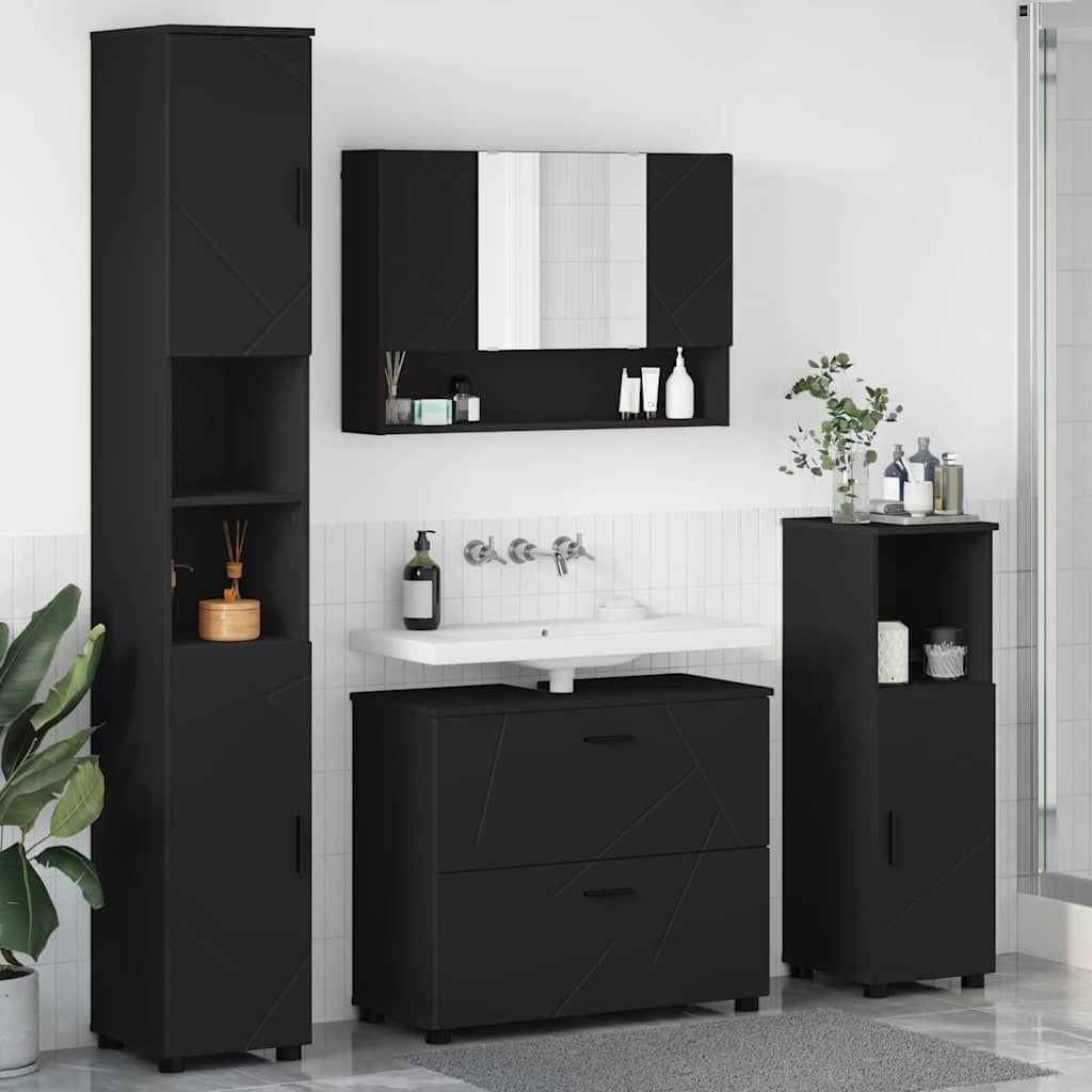 Badrumsmöbelset 4 st Svart 35 x 30 x 192 cm