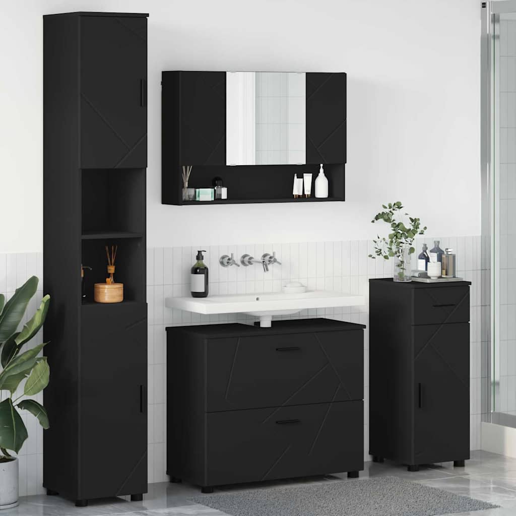 Badrumsmöbelset 4 st Svart 35 x 30 x 192 cm