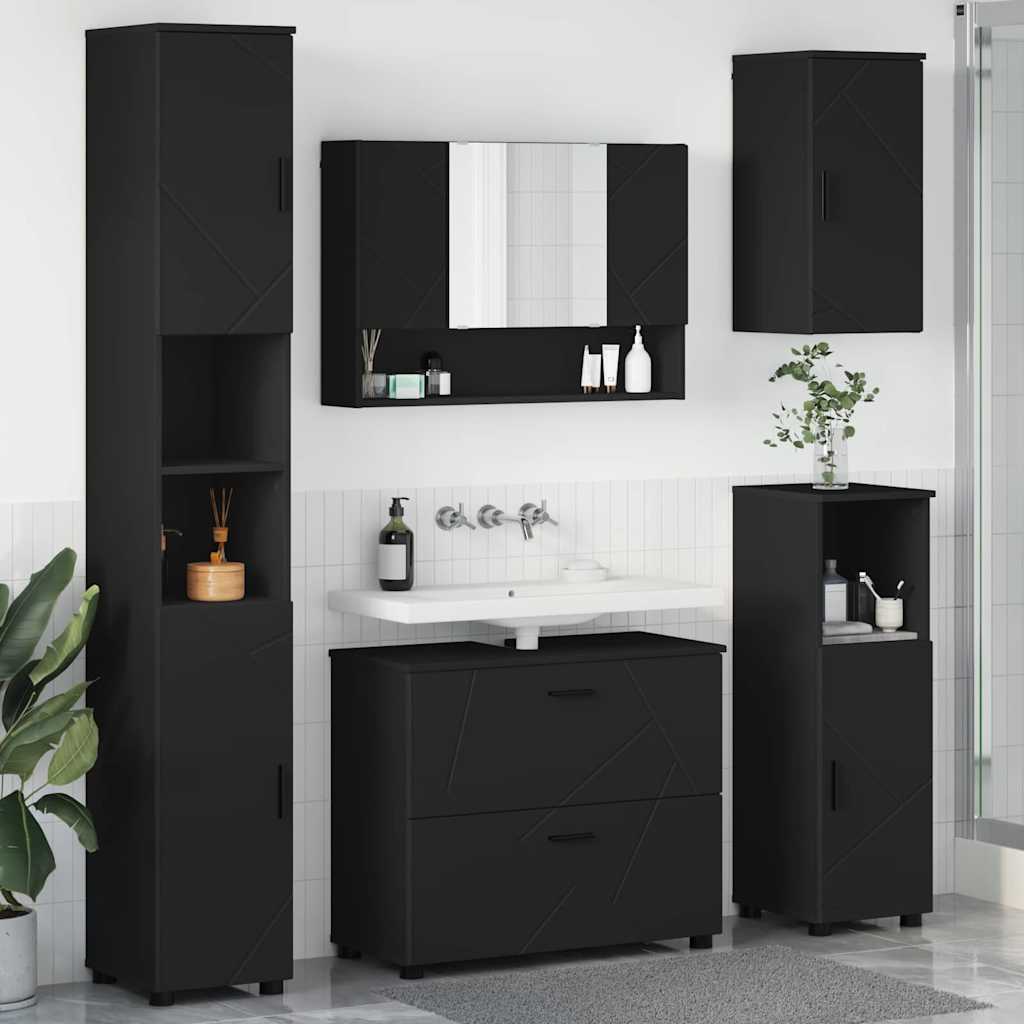 Badrumsmöbelset 5 st Svart 35 x 30 x 192 cm