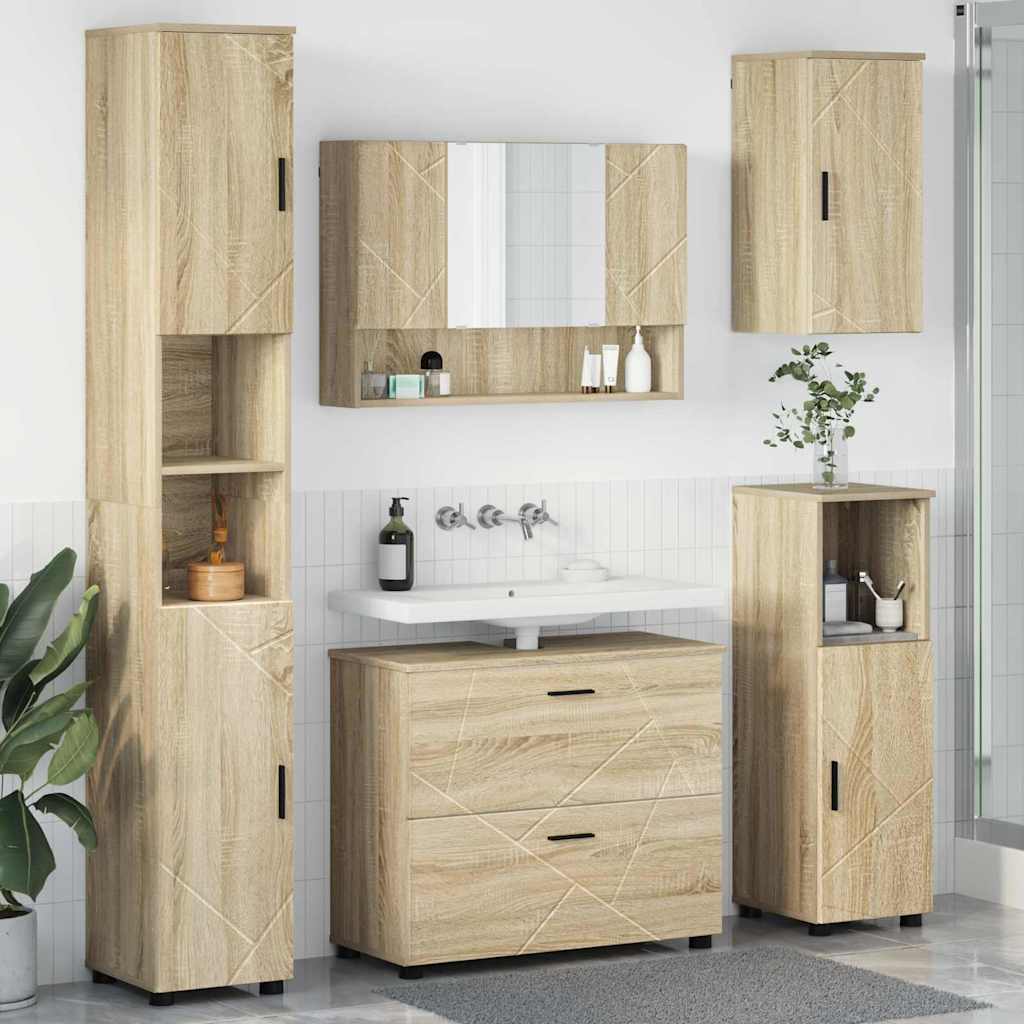 Badrumsmöbelset 5 st Sonoma-ek 35 x 30 x 192 cm