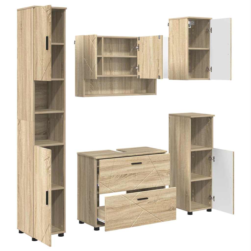 Badrumsmöbelset 5 st Sonoma-ek 35 x 30 x 192 cm