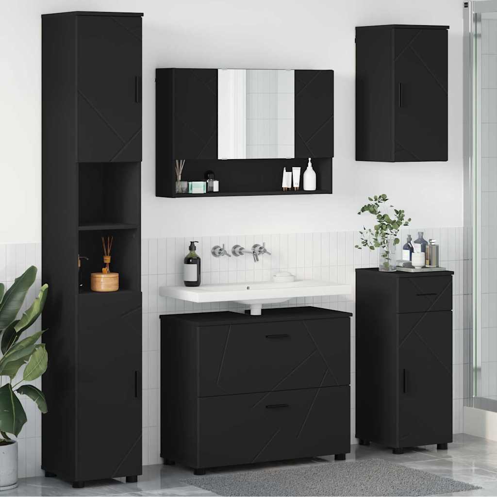 Badrumsmöbelset 5 st Svart 35 x 30 x 192 cm