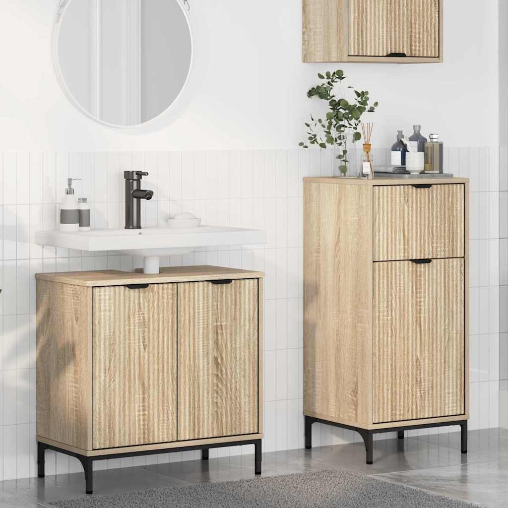 Badrumsmöbelset 2 st Sonoma-ek 39,5 x 36 x 88 cm
