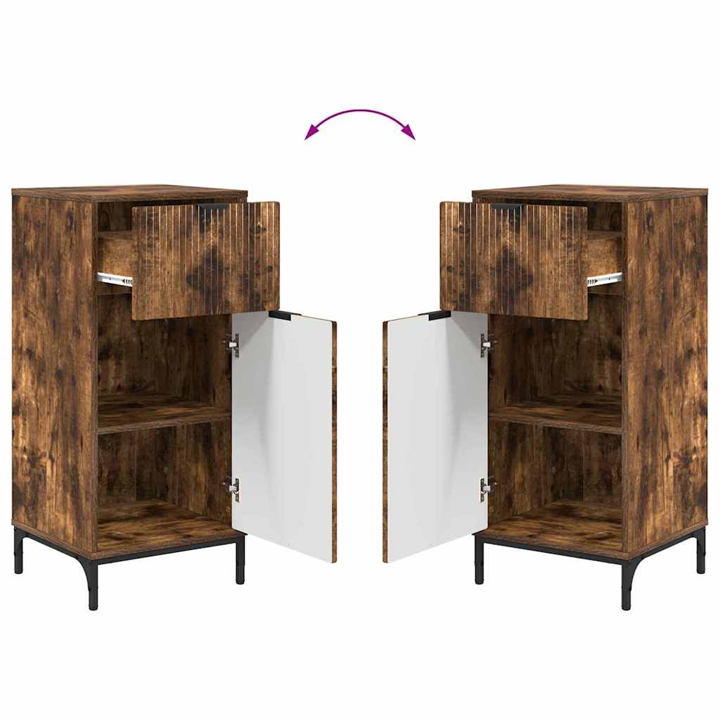 Badrumsmöbelset 2 pcs Rökt ek Konstruktions trä och metall