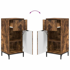 Badrumsmöbelset 2 pcs Rökt ek Konstruktions trä och metall