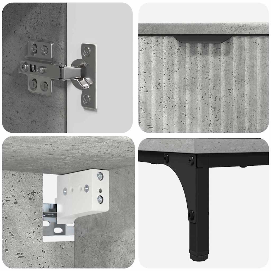 Badrumsmöbelset med låda Betonggrå Ingenjörsträ, Metall