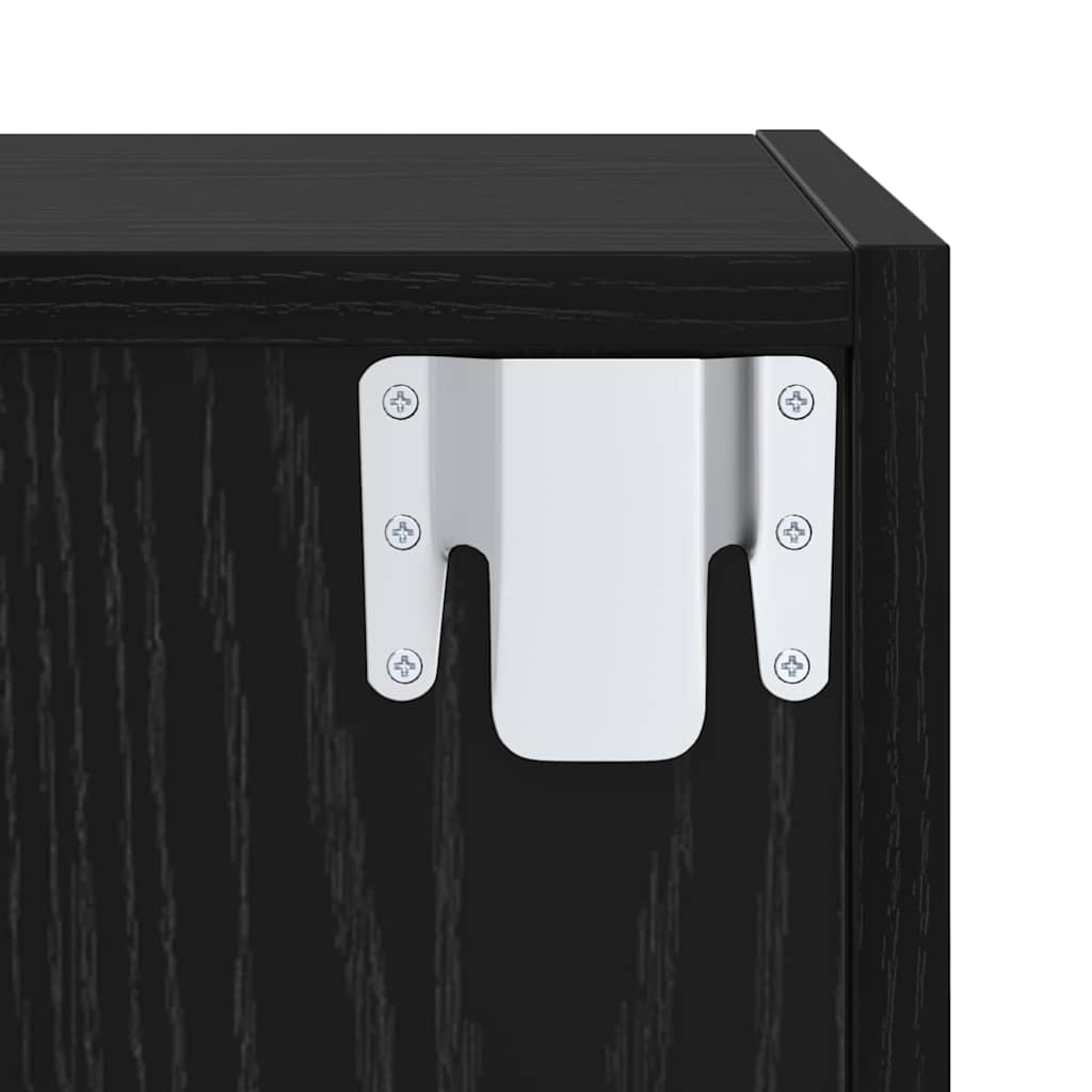 TV-bänkset Väggmonterad 4 pcs Svart Ek Konstruerat trä