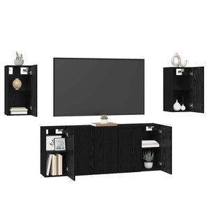 TV-bänkset 7 pcs Svart Ek 30,5 x 30 x 60 cm Konstruerat trä