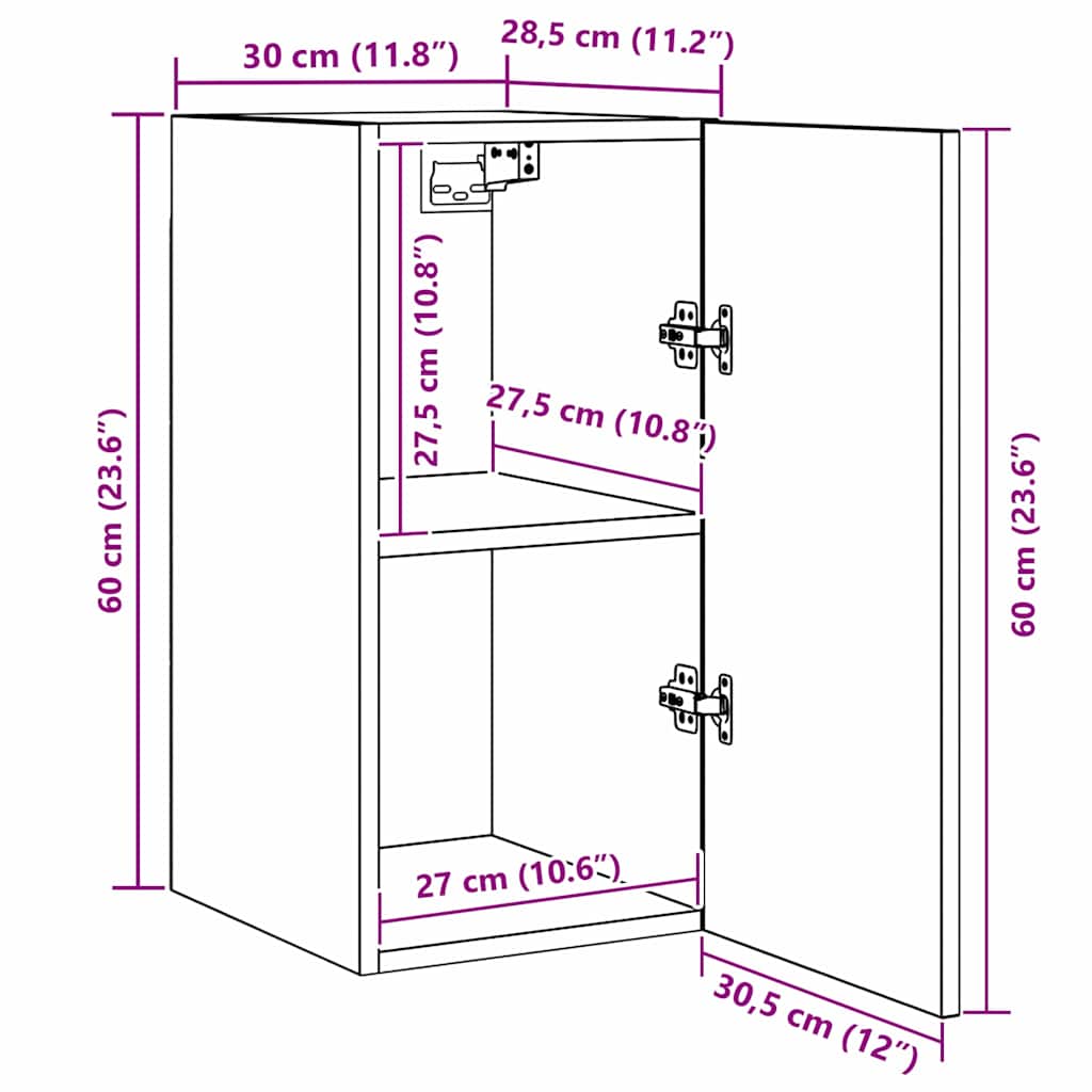 TV-bänkset 7 pcs Svart Ek 30,5 x 30 x 60 cm Konstruerat trä