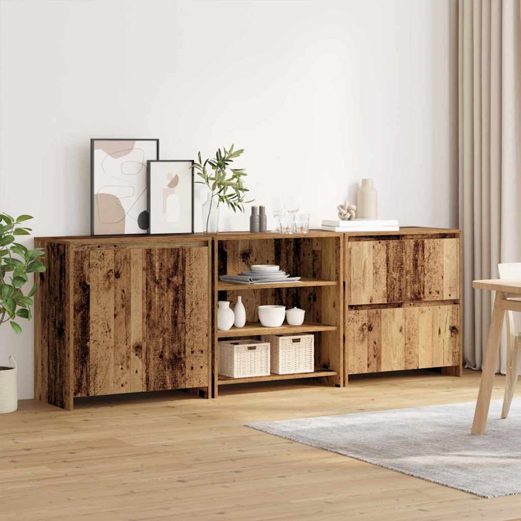 Sideboard 3 pcs Gammalt trä 70 x 41 x 75 cm Konstruerat trä